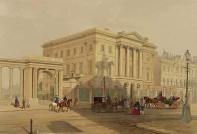 Het Exterieur van Apsley House, 1853, door J. Dillon (prent) door English School